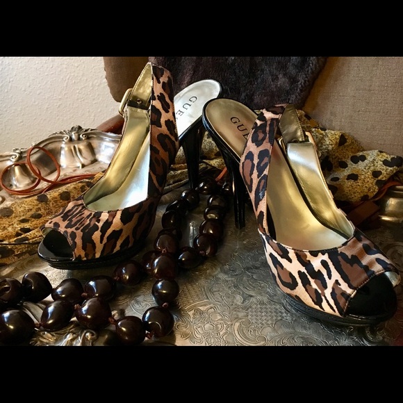 Guess Sexy Peep Toe Sling Back Heel Stilettos - Picture 6 of 8